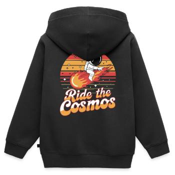 Astronaut reitet durch den Kosmos - Kinder Premium Organic Zip Hoodie - Schwarz - Hinten - AI Model Kid Male (0cm)