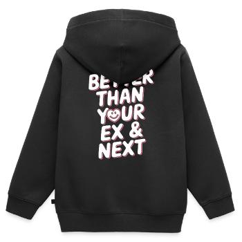 Mieux que votre ex et votre prochaine rupture Single Party - Sweat Premium à capuche zippé enfant bio - noir - Dos - AI Model Kid Male (0cm)