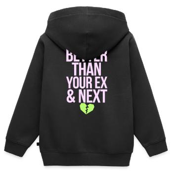 Mieux que votre ex et votre prochaine rupture Single Party - Sweat Premium à capuche zippé enfant bio - noir - Dos - AI Model Kid Male (0cm)