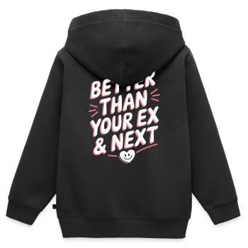 Mieux que votre ex et votre prochaine rupture Single Party - Sweat Premium à capuche zippé enfant bio - noir - Dos - AI Model Kid Male (0cm)