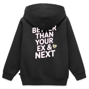 Mieux que votre ex et votre prochaine rupture Single Party - Sweat Premium à capuche zippé enfant bio - noir - Dos - AI Model Kid Male (0cm)