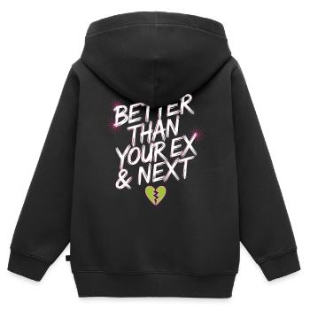 Mieux que votre ex et votre prochaine rupture Single Party - Sweat Premium à capuche zippé enfant bio - noir - Dos - AI Model Kid Male (0cm)