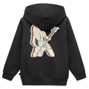 Bassist Bassist Gitarrist Gitarre Retro - Kinder Premium Organic Zip Hoodie - Schwarz - Hinten - AI Model Kid Male (0cm)