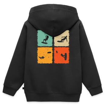 Kitesurfing Silhouette Kitesurfer Kiteboarding - Kinder Premium Organic Zip Hoodie - Schwarz - Hinten - AI Model Kid Male (0cm)