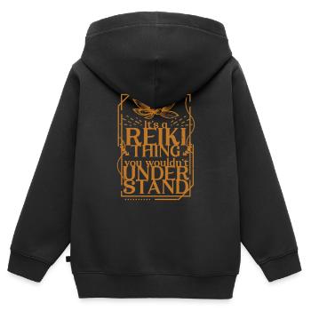 Reiki Massage - Kinder Premium Organic Zip Hoodie - Schwarz - Hinten - AI Model Kid Male (0cm)