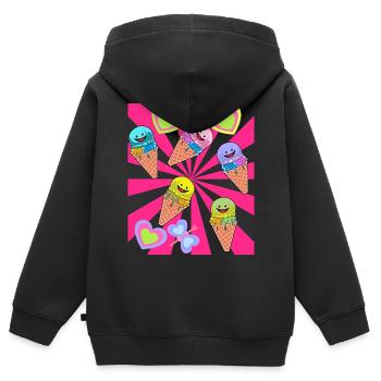 Eis Eiskrem Eiscrem Retro 80er 90er Sommer - Kinder Premium Organic Zip Hoodie - Schwarz - Hinten - AI Model Kid Male (0cm)