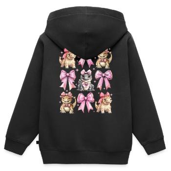 Coquette Arc Ankylosaure Dinosaure Fille - Sweat Premium à capuche zippé enfant bio - noir - Dos - AI Model Kid Male (0cm)