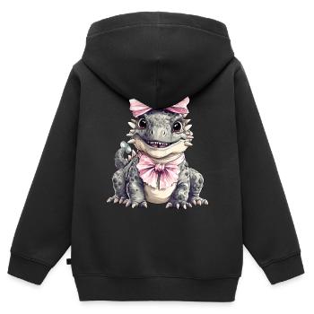 Coquette Arc Ankylosaure Dinosaure Fille - Sweat Premium à capuche zippé enfant bio - noir - Dos - AI Model Kid Male (0cm)