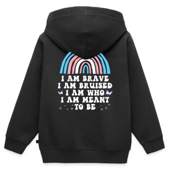 Fierté LGBT transgenre - Sweat Premium à capuche zippé enfant bio - noir - Dos - AI Model Kid Male (0cm)