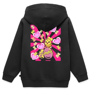 Ostern Retro Küken Osterei Ostereier Kinder 80er - Kinder Premium Organic Zip Hoodie - Schwarz - Hinten - AI Model Kid Male (0cm)