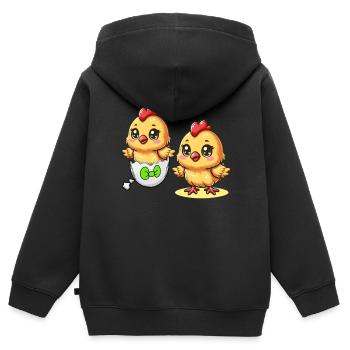 poussin oeuf de Pâques oeufs de Pâques oeufs de poule Enfant de Pâques - Sweat Premium à capuche zippé enfant bio - noir - Dos - AI Model Kid Male (0cm)