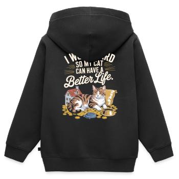 Pour le luxe du chat - Sweat Premium à capuche zippé enfant bio - noir - Dos - AI Model Kid Male (0cm)