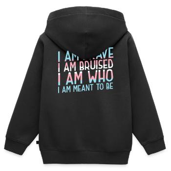 Fierté LGBT transgenre - Sweat Premium à capuche zippé enfant bio - noir - Dos - AI Model Kid Male (0cm)