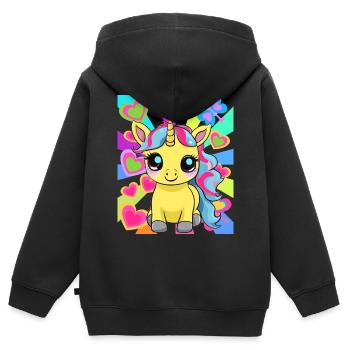 Retro Einhorn Einhörner Kinder Kind Pferd - Kinder Premium Organic Zip Hoodie - Schwarz - Hinten - AI Model Kid Male (0cm)