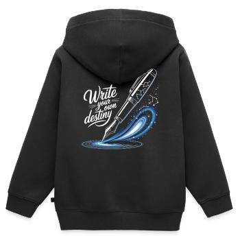 Schreib dein eigenes Schicksal - Kinder Premium Organic Zip Hoodie - Schwarz - Hinten - AI Model Kid Male (0cm)