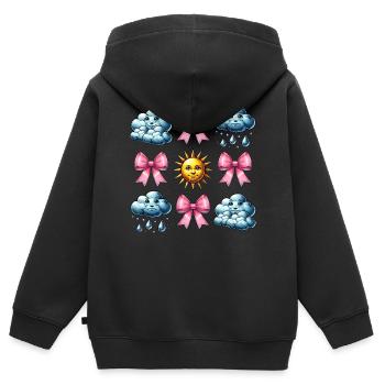 Coquette Arc Météorologie Soleil Nuages - Sweat Premium à capuche zippé enfant bio - noir - Dos - AI Model Kid Male (0cm)