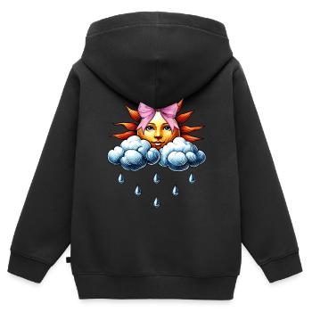 Coquette Arc Météorologie Soleil Nuages - Sweat Premium à capuche zippé enfant bio - noir - Dos - AI Model Kid Male (0cm)