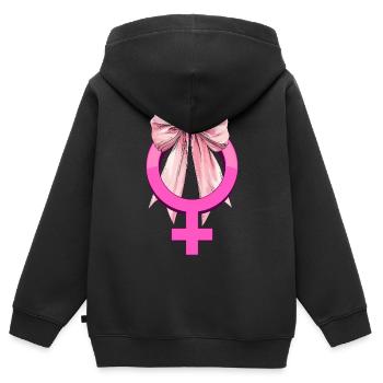 Nœud coquet Symbole féministe Féminisme - Sweat Premium à capuche zippé enfant bio - noir - Dos - AI Model Kid Male (0cm)