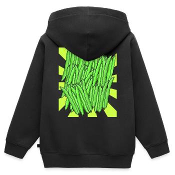 Haricot Vert Haricot Légume Rétro Vintage - Sweat Premium à capuche zippé enfant bio - noir - Dos - AI Model Kid Male (0cm)