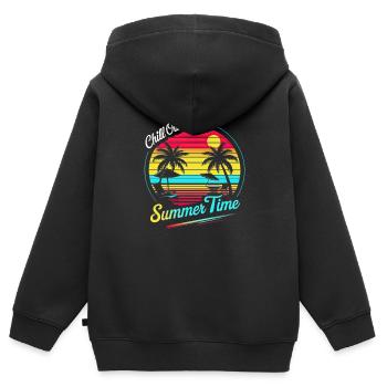 Chill Out - Coucher de soleil rétro estival - Sweat Premium à capuche zippé enfant bio - noir - Dos - AI Model Kid Male (0cm)