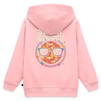 Boule disco colorée avec lunettes de soleil - Sweat Premium à capuche zippé enfant bio - rose - Dos - AI Model Kid Female (0cm)