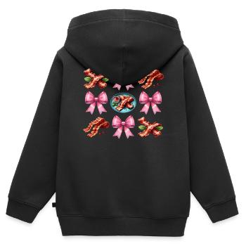 Coquette Bow Bacon Strips Schweinefleisch Mom - Kinder Premium Organic Zip Hoodie - Schwarz - Hinten - AI Model Kid Male (0cm)