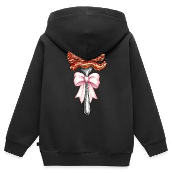 Coquette Bow Bacon Strips Schweinefleisch Mom - Kinder Premium Organic Zip Hoodie - Schwarz - Hinten - AI Model Kid Male (0cm)