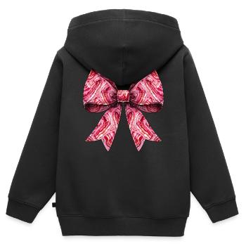 Coquette Bow Bacon Strips Pattern - Kids Premium Organic Zip-up Hoodie - black - Back - AI Model Kid Male (0cm)