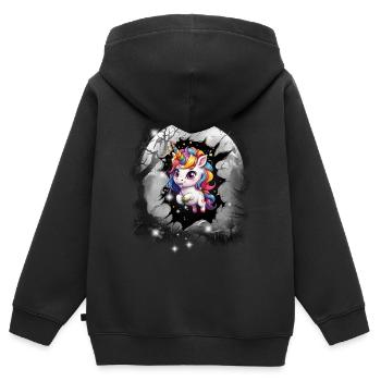 Einhorn Einhörner Fabelwesen Fabeltier Kinder - Kinder Premium Organic Zip Hoodie - Schwarz - Hinten - AI Model Kid Male (0cm)