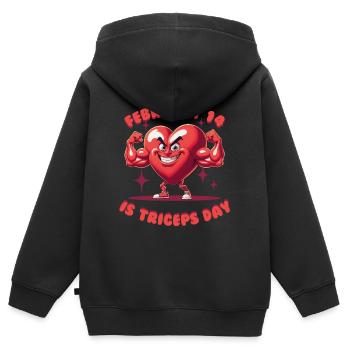 Trizeps Workout Fitness February 14 Is Triceps Day - Kinder Premium Organic Zip Hoodie - Schwarz - Hinten - AI Model Kid Male (0cm)