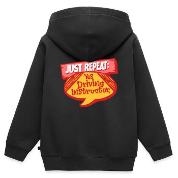 Instructeur de conduite Instructeur d’auto-école Instructeur de conduite - Sweat Premium à capuche zippé enfant bio - noir - Dos - AI Model Kid Male (0cm)