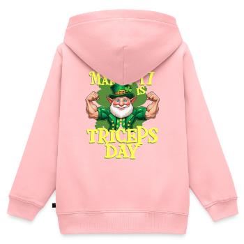 Trizeps Workout Fitness Le 17 mars est la journée des triceps - Sweat Premium à capuche zippé enfant bio - rose - Dos - AI Model Kid Female (0cm)