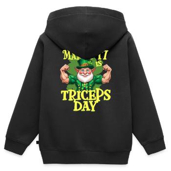 Trizeps Workout Fitness March 17 Is Triceps Day - Kinder Premium Organic Zip Hoodie - Schwarz - Hinten - AI Model Kid Male (0cm)