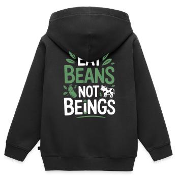 Eat Beans Not Beings Tiere Bohnen Vegetarier Vegan - Kinder Premium Organic Zip Hoodie - Schwarz - Hinten - AI Model Kid Male (0cm)