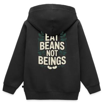 Eat Beans Not Beings Tiere Bohnen Vegetarier Vegan - Kinder Premium Organic Zip Hoodie - Schwarz - Hinten - AI Model Kid Male (0cm)