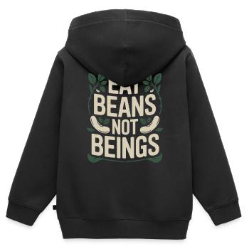 Eat Beans Not Beings Tiere Bohnen Vegetarier Vegan - Kinder Premium Organic Zip Hoodie - Schwarz - Hinten - AI Model Kid Male (0cm)