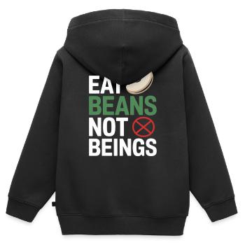 Eat Beans Not Beings Tiere Bohnen Vegetarier Vegan - Kinder Premium Organic Zip Hoodie - Schwarz - Hinten - AI Model Kid Male (0cm)