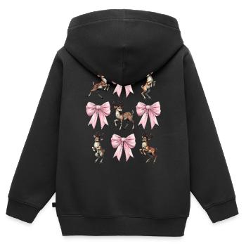 Coquette Noël Noeud Noël - Sweat Premium à capuche zippé enfant bio - noir - Dos - AI Model Kid Male (0cm)