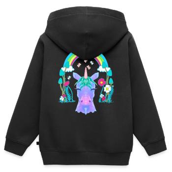 Einhorn Einhörner Regenbogen Fabeltiere Kind - Kinder Premium Organic Zip Hoodie - Schwarz - Hinten - AI Model Kid Male (0cm)