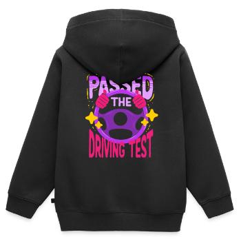 Instructeur de conduite Instructeur d’école de conduite Examen de conduite réussi - Sweat Premium à capuche zippé enfant bio - noir - Dos - AI Model Kid Male (0cm)