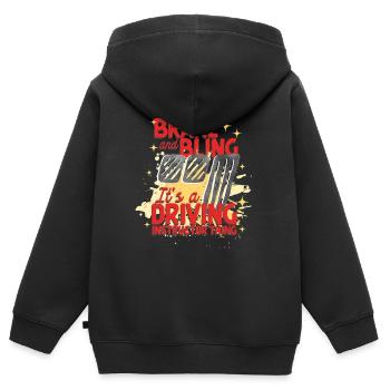 Instructeur de conduite Instructeur d’auto-école Frein Et Bling - Sweat Premium à capuche zippé enfant bio - noir - Dos - AI Model Kid Male (0cm)