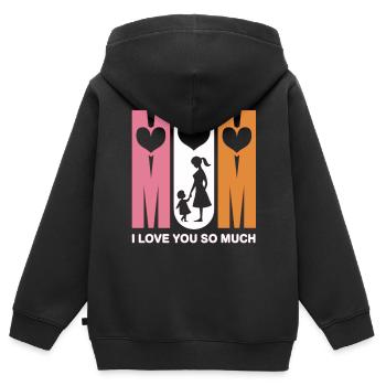 Heart for Mom - For the Best Mom - Kids Premium Organic Zip-up Hoodie - black - Back - AI Model Kid Male (0cm)