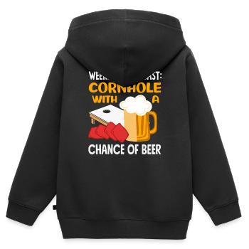 Cornhole Liebhaber Wochenende Prognose - Kinder Premium Organic Zip Hoodie - Schwarz - Hinten - AI Model Kid Male (0cm)