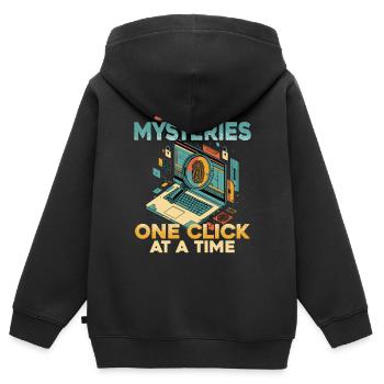 La criminalistique numérique, un clic à la fois - Sweat Premium à capuche zippé enfant bio - noir - Dos - AI Model Kid Male (0cm)