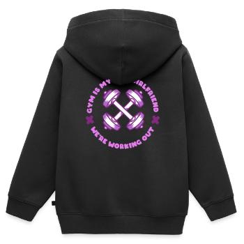 Trizeps Workout Fitness Gym Is My New Girlfriend - Kinder Premium Organic Zip Hoodie - Schwarz - Hinten - AI Model Kid Male (0cm)