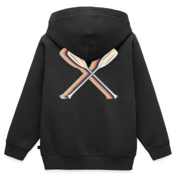 Kanufahren Kanu Paddeln Paddeln Retro Line Art - Kinder Premium Organic Zip Hoodie - Schwarz - Hinten - AI Model Kid Male (0cm)
