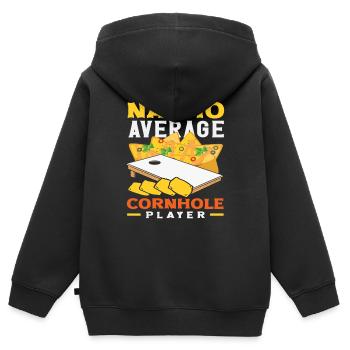 Nicht Dein Durchschnitts-Cornhole-Spieler - Kinder Premium Organic Zip Hoodie - Schwarz - Hinten - AI Model Kid Male (0cm)