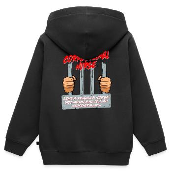 Infirmière de prison - Sweat Premium à capuche zippé enfant bio - noir - Dos - AI Model Kid Male (0cm)