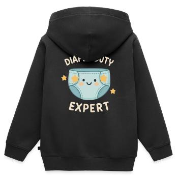 Windelwechsel-Profi - Kinder Premium Organic Zip Hoodie - Schwarz - Hinten - AI Model Kid Male (0cm)
