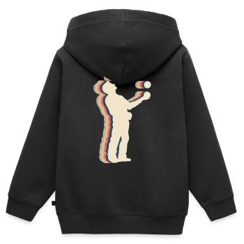 Jonglieren Jongleur Zirkus Retro Line Art - Kinder Premium Organic Zip Hoodie - Schwarz - Hinten - AI Model Kid Male (0cm)